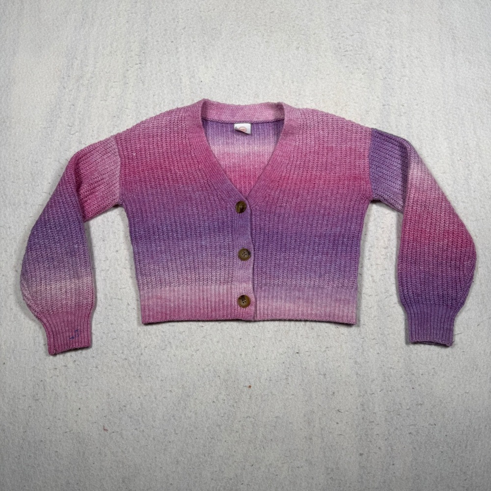 Wonder Nation Girls Pink Purple Ombre Knit Cardigan Sweater Size S 6-6X